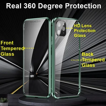 Tongdaytech Luksuzni Magnetni Adsorpcije Kaljeno Steklo Ohišje Za iPhone X XR XS SE 11 Pro Max 8 7 Plus Kovinski 360 Zaščitna Coque