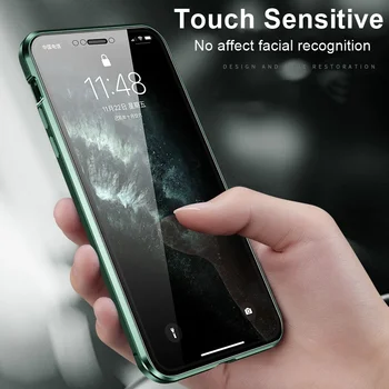 Tongdaytech Luksuzni Magnetni Adsorpcije Kaljeno Steklo Ohišje Za iPhone X XR XS SE 11 Pro Max 8 7 Plus Kovinski 360 Zaščitna Coque