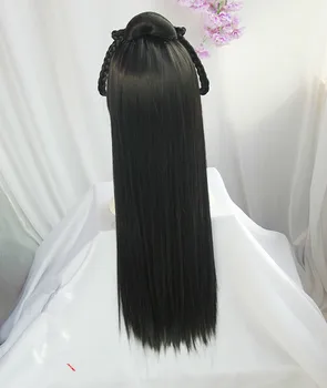 70 cm princesa stranka naklonjena starodavni kitajski lase cosplay black letnik lase za otroke in majhen obraz ženske halloween cosplay