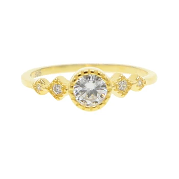2020 Nov modni Zlato Barvo fine 925 sterling srebro Nosorogovo krog Crystal Ring za Ženske preprosto tanke jasno CZ prst nakit