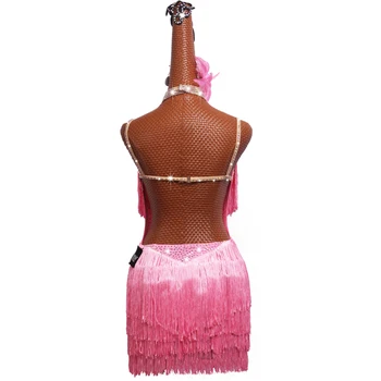 Novi trgovini pospeševanje prodaje latinsko Obleko Vrh Prodajo latinski Ples Obleka Ženske Roza Klub Stranka Plesalka, Pevka Zabavljač Bonitete Tassel