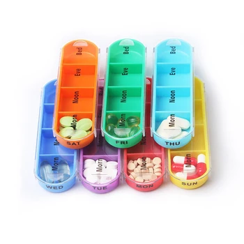 7PCS Tedensko 28 Votline Pill Box Imetnik 7 Dni Plastičnih Medicine Shranjevanje Pisane Tabletke Primeru Organizator Posodo