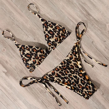 RUUHEE Seksi Bikini Tie Dye Leopard Bikini Nizko Pasu Tangice Oblazinjeni Kopalke, Plavalna Kopalke, kopalke 2021 Vroče Bikini Ženski