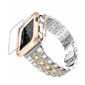 Kovček+Pas Za Apple Watch band 44 mm 40 mm 42mm 38 mm, iz Nerjavnega Jekla Metulj zapestnica watchband correa iwatch serije 6 se 5 4 3