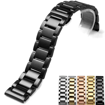 Zamenjava Watch Band iz Nerjavečega Jekla Watch Trak Trdno Metulj Sponke Polirani 18 mm 20 mm 22 mm Mat Design