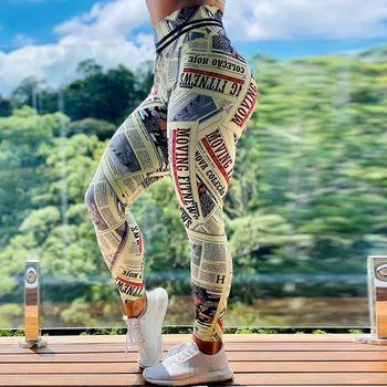 Nova Zasnova Ženske dokolenke Seksi Visoko Pasu Print Legging Stretch Dihanje Ženske Push Up Fitnes Slim hlače uvježbavanje dokolenke