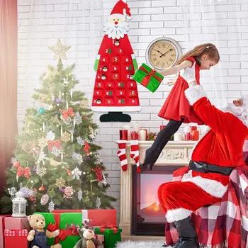Božični Koledar Santa DIY Počutil Božič Santa Steni Visi Santa Počutil Adventni Koledar z Žepi 24 Dni Odštevanje
