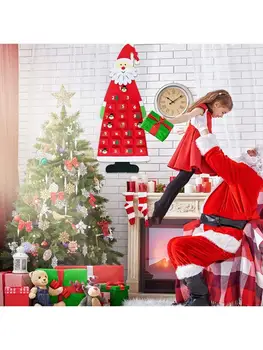 Božični Koledar Santa DIY Počutil Božič Santa Steni Visi Santa Počutil Adventni Koledar z Žepi 24 Dni Odštevanje