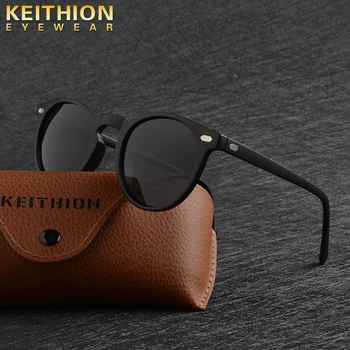 KEITHION TR90 Lahka Očala Moški Ženske Classic Vintage Retro Polarizirana sončna Očala Okrogla Sončna Očala UV400