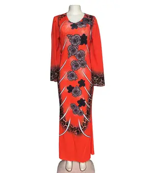 šifon je natisnjena slim maxi obleko flare rokav afriške haljo dashiki ramadana tam kaftan oblek modne abaya VKDR2051