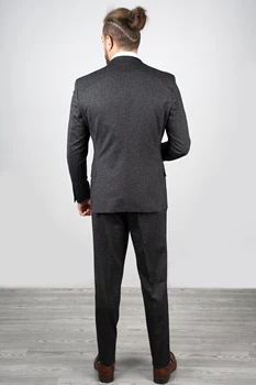 DeepSEA Antracite Luksuzni Men 'S Obleko Jopičem Vzorec Tkanine Dvojno Zapenjanje Ovratnik Poslovnih Ozko Plesni (Blazer + Hlače + Telovnik) 2001130