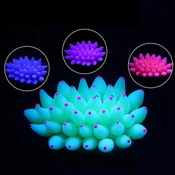 Silikonski Mehko Koralni Akvarij Sea Anemone Dekoracijo Fluorescence Fish Tank Koralni Cvet Vodnih Ornament Žareče svetlobe