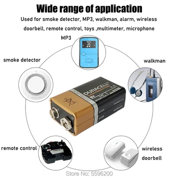 3PCS DURACELL 9V Alkalna Baterija 6F22 PPP3 6LR61 MN1604 Za Temperaturni Senzor Dima Alarm Mikrofon Zvonec Suhe Baterije