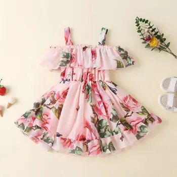 Otroci Obleko 2021 Pomlad Poletje Nove Vroče Prodaje Dekleta Zanko Šifon Obleko Baby Dekle, Princesa Obleko Sladko Otroci Obleko 1-5 Let