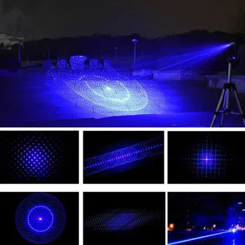 Gorenja Najbolj Zmogljiv Laserski kazalnik Baklo 450nm 10000m Focusable Modri Laser Nasvetov Svetilka opekline tekmo svečo prižgal cigareto