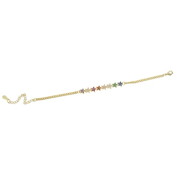 Star čar zapestnico za ženske dekle Božično darilo mavrica pisane kubičnih cirkonij kubanski povezavo verige zlata barva zapestnice