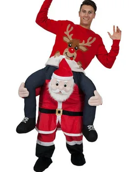 Cosplay Santa Claus Maskota Vožnja na Ramo me je nazaj cosutme hlače obleka NAS Božič