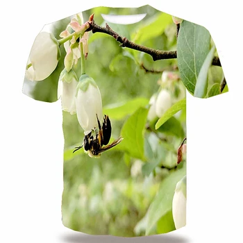 UNEY Vesel, Malo Čebel T Shirt Za Moške Živali NAS Velikosti Kratek Rokav Vrh Tees 3D Vzorec T-Shirt Vrhovi Cvetlični Tees Čebele Barve Tee