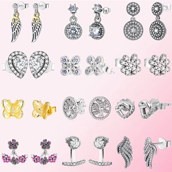 2019 925 sterling srebro klasičnih verodostojno angel listi uhani dame, čar, moda DIY nakit brezplačna dostava