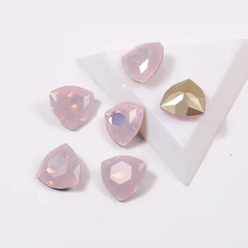 Vrhunska Kristal Rose Vodo Opal Barve Trilliant Obliko, ki Niso sprotni Popravek Nosorogovo Super Svetle Steklene Strass 3D Nail Art Okras