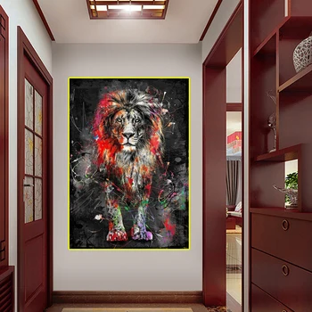 Sodobna živali barve grafitov lev, dnevna soba, spalnica dekoracijo slikarstvo stenske slike za dnevno sobo platno slikarstvo