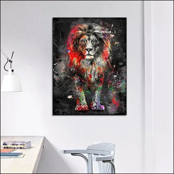 Sodobna živali barve grafitov lev, dnevna soba, spalnica dekoracijo slikarstvo stenske slike za dnevno sobo platno slikarstvo