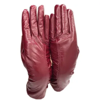 Usnjene rokavice 2020 nov slog ovčje usnje gospe roko rokavi vožnje modne usnjene rokavice pozimi toplo vino rdeče brezplačno deli