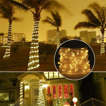 7M/12M LED na Prostem Sončne Svetilke 50/100 Led Vrv Cev Niz Luči Pravljice Počitnice Božično zabavo Sončni Vrt Nepremočljiva Luči