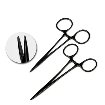 Iglo imetnik držite pri miru Zamaknjeni jasno 12,5 cm volfram jeklo, črn ročaj Objemka za šivanje igle kirurške instrumente