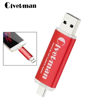 Civetman OTG USB Flash Disk 8GB 16GB 32GB 64GB USB 2.0 Flash Memory Dual Mini Pen Drive 128G Pendrives za PC in Android Telefon