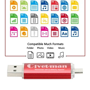 Civetman OTG USB Flash Disk 8GB 16GB 32GB 64GB USB 2.0 Flash Memory Dual Mini Pen Drive 128G Pendrives za PC in Android Telefon