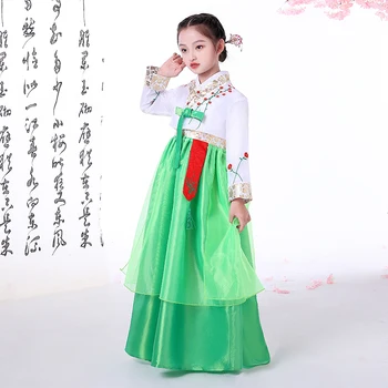 Otrok Tradicionalnih Hanbok Obleko Vezenje Dolg Rokav Starodavni Ples Kostum Otroci Retro Sodišče Obleko Cosplay Fazi Kostumi