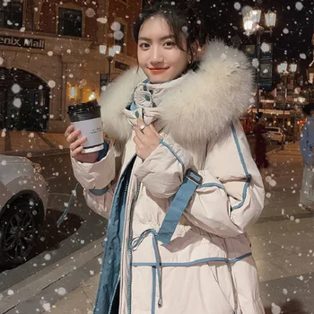 Nova ženska jakna plima zlato žamet navzdol bombažno jakno moda zimska jakna ženske mid-dolžina korejska različica svoboden debel plašč