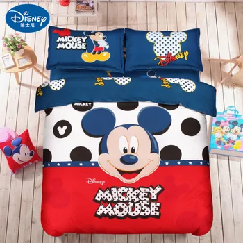 Disney Mickey mouse rumena Posteljnina Nabor Rjuhe Kritje prevleke rdeče Minnie mickey risanka Otrok, Odraslih posteljo set Home tekstilne darilo