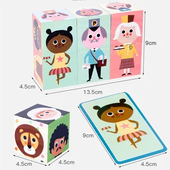 Lesene črkovanje šest-stranski slikarstvo 3D tri-dimenzionalni spreminjanje znakov gradniki Montessori izobraževalne igrače za Otroke