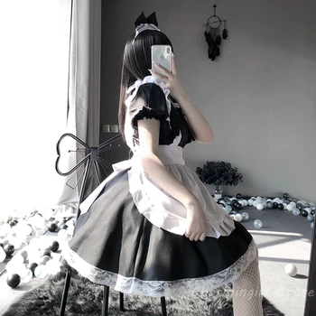 Japonski Kawaii Devica Obleko za Ženske Sweet Lolita Anime Cosplay Kostume Seksi Perilo Čipka Babydoll Šoli Dekle Kostum