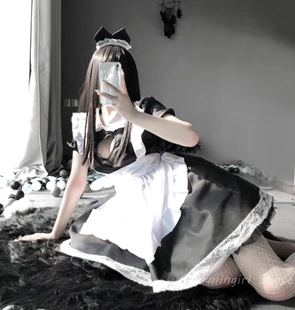 Japonski Kawaii Devica Obleko za Ženske Sweet Lolita Anime Cosplay Kostume Seksi Perilo Čipka Babydoll Šoli Dekle Kostum