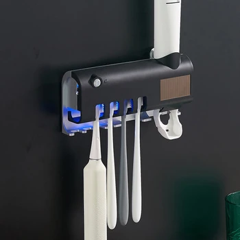 Kopalnica zobna ščetka Imetnik Z zobno pasto Razpršilnik Električna zobna ščetka Britev Storager Večfunkcijsko Shranjevanje Rack USB Polnjenje