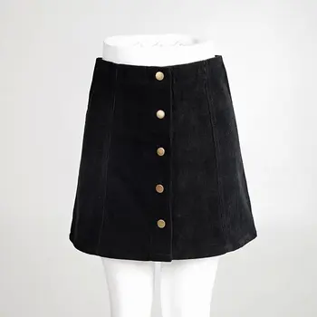Evropski Stil Žensk Jeseni Mode Beloprsi Singl Velvet Krila, Ženski Kakovosti Vintage Priložnostne Visoko Pasu Slim Mini Krila