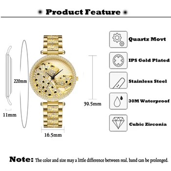 MISSFOX Ženske Ure Luksuzni 18k Zlato Leopard Dame Watch Modni Diamant Nepremočljiva Quartz Ženska Ura Darila 2020 Najbolje Prodaja