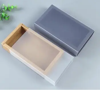 9 velikosti Kraft črno bel darilni embalaži polje z okna kraft karton papir darilni papir polje s pokrovom Darilni karton kartonske škatle