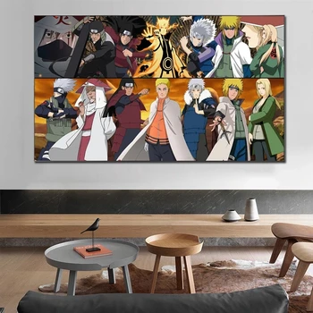 Japonske Anime Naruto Vse Hokages Platno Slikarstvo Plakatov in Fotografij Cuadros Wall Art Slike za Dnevni Sobi Doma Dekor brez okvirja