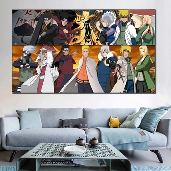 Japonske Anime Naruto Vse Hokages Platno Slikarstvo Plakatov in Fotografij Cuadros Wall Art Slike za Dnevni Sobi Doma Dekor brez okvirja