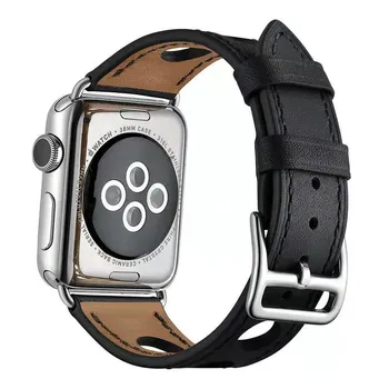 Za Apple Watch Band Serije 6/MP/5/4/3/2 Tri Luknje Usnjeni Trak Moški/Ženske Osebnosti Zapestnica za iWatch 44 mm 40 mm 42mm 38 mm
