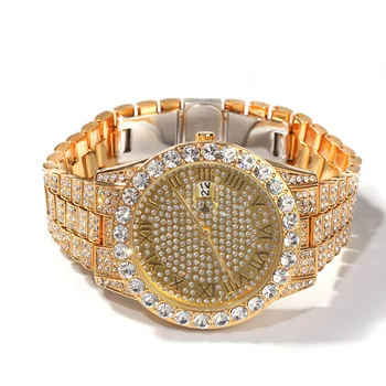 17 MM Moških Ms Diamond Watch Quartz Zlato Hip Hop Luksuzne blagovne Znamke Manšeta Ure Z CZ iz Nerjavečega Jekla Watch Ura Relogio