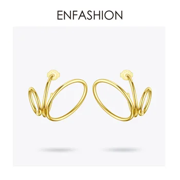 ENFASHION Multi-layer Krog Stud Uhani Za Ženske Zlata Barva Punk Geometrijske iz Nerjavečega Jekla Earings Modni Nakit E191116