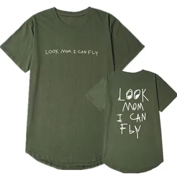 Poglej, mama, sem lahko letijo Majica Fashion Hip Hop Travis Scott Moški Ženske Travis Scotts Harajuku T-Majice, Tiskanje Tees Vrhovi majica s kratkimi rokavi moški