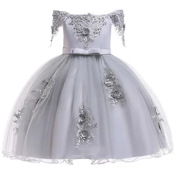 Čipke elegantno princesa Cvet Dekle Obleko za Poroko, Rojstni dan beading Otroci Obleke Za Dekleta Otroke Božični Kostum