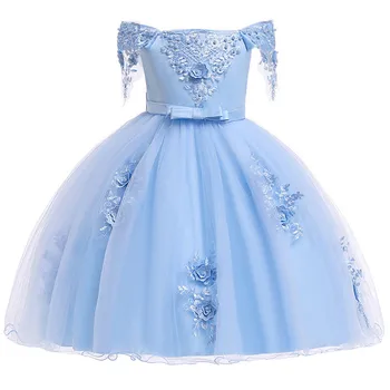 Čipke elegantno princesa Cvet Dekle Obleko za Poroko, Rojstni dan beading Otroci Obleke Za Dekleta Otroke Božični Kostum