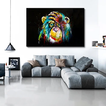Barvita Razmišljanje Opica Grafiti Umetnost Poslikave na Steni Umetnosti Plakatov in Fotografij Street Art Povzetek Živali Nordijska Slike
